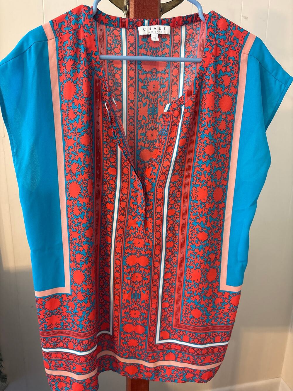 Chaus Teal and Orange Tunic Sz XL